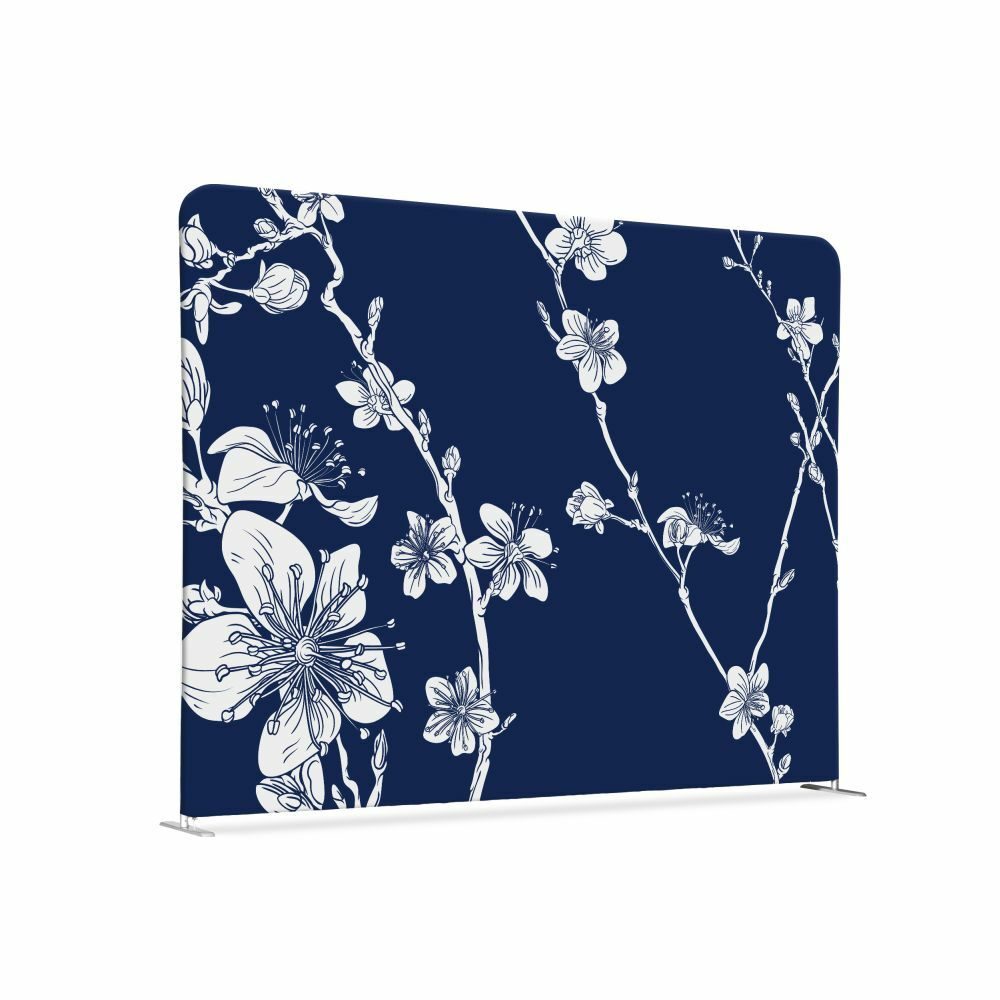Textil Raumteiler 150-150 Doppel Motiv „Abstrakte Japanische Kirschblüte“ Blau, Showdown Displays