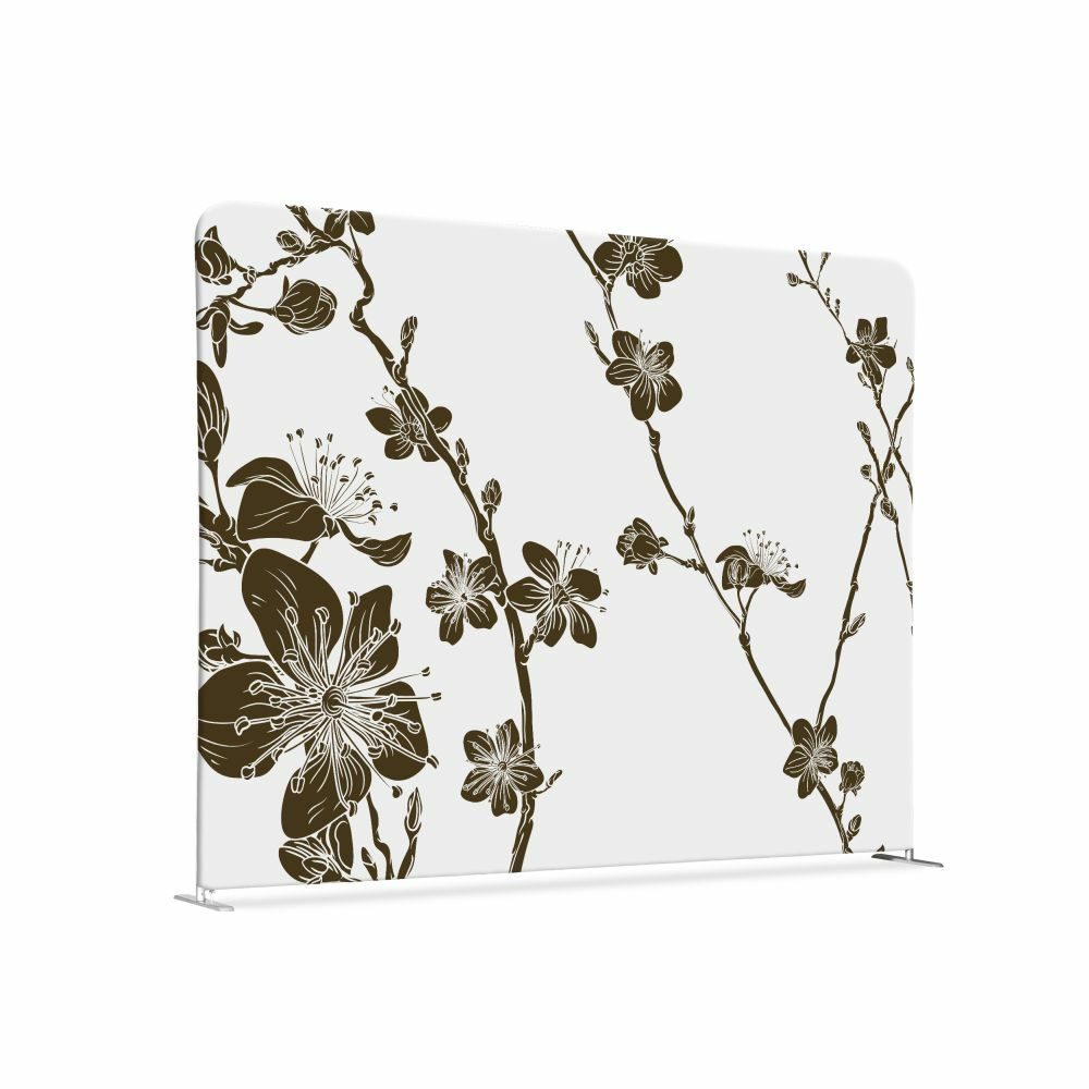 Textil Raumteiler 150-150 Doppel Motiv „Abstrakte Japanische Kirschblüte“ Braun, Showdown Displays