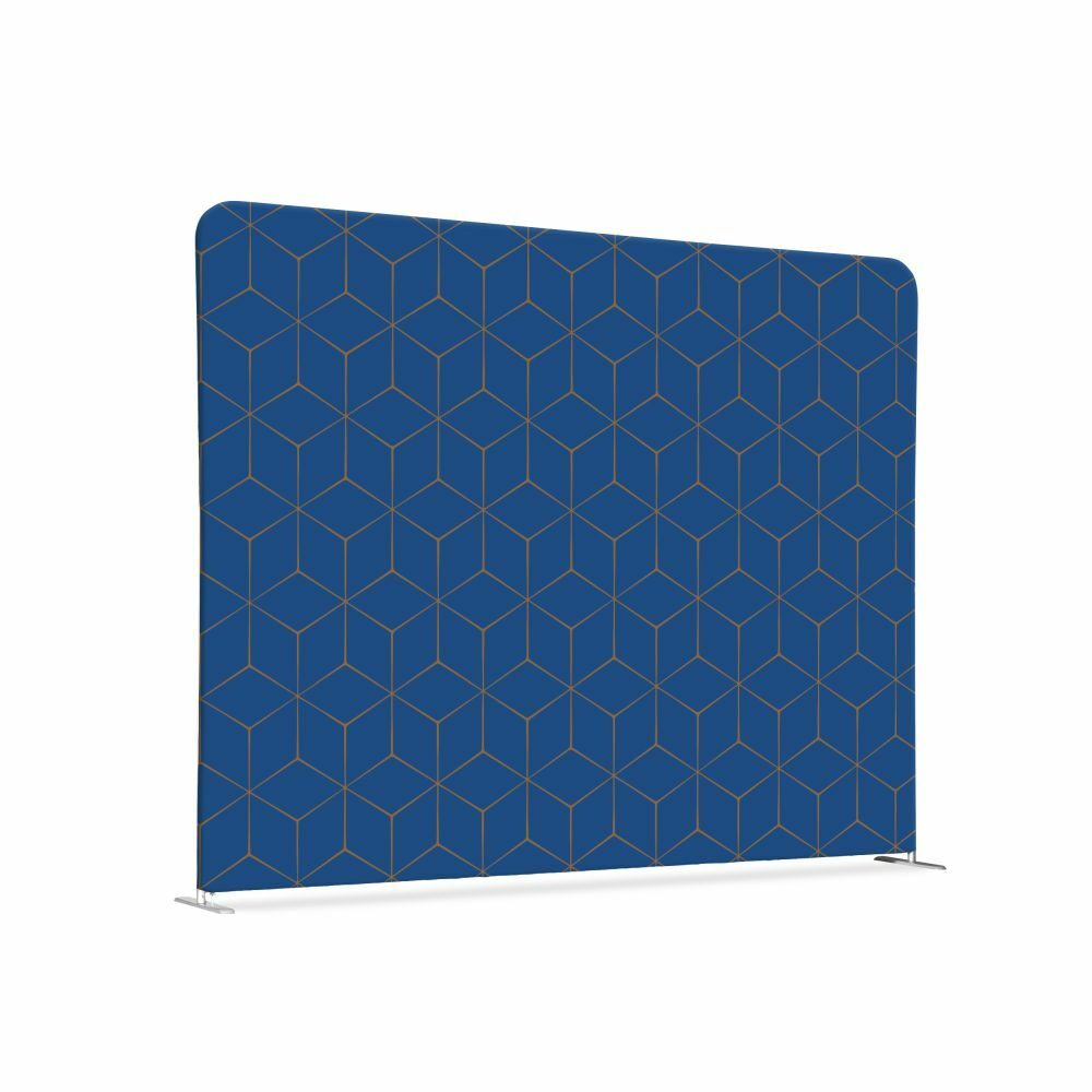 Textil Raumteiler 200-150 Doppel Motiv „Hexagon Blau-Braun“, Showdown Displays