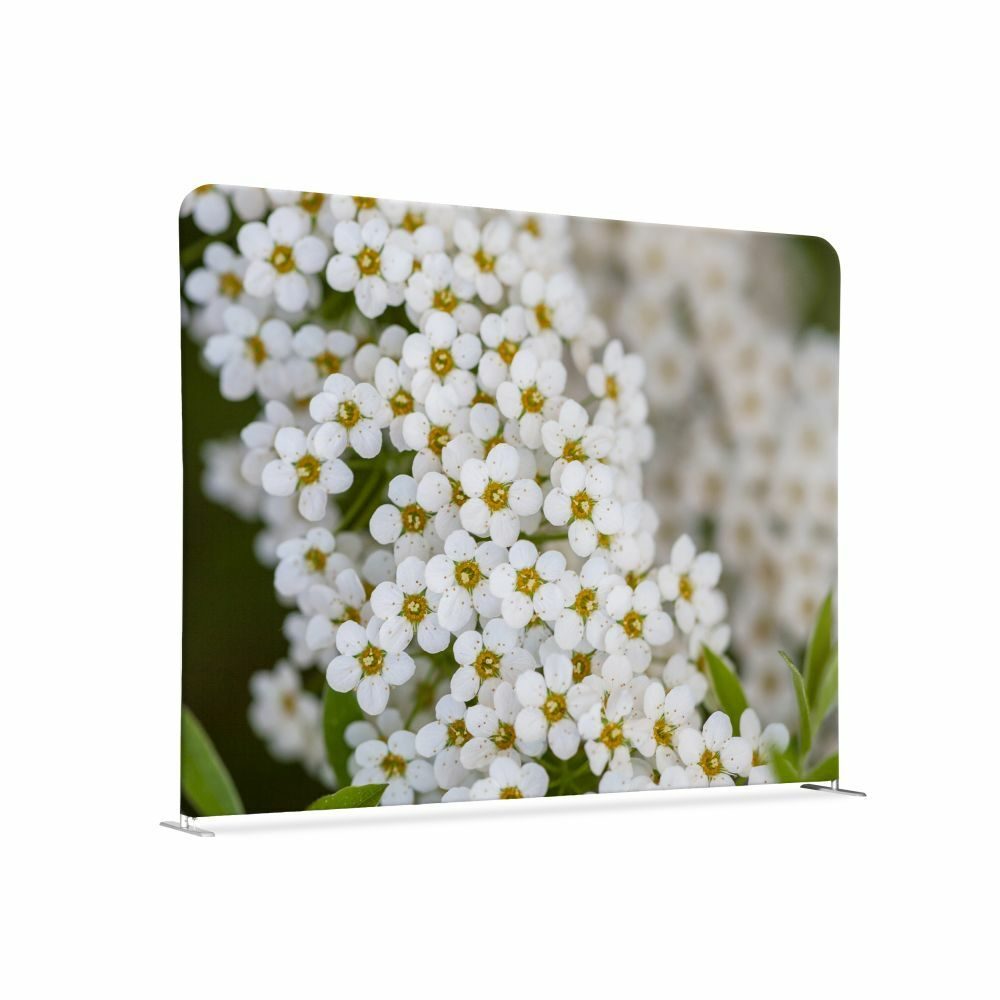Textil Raumteiler 200-150 Doppel Motiv „Weiße Blume Spirea“, Showdown Displays
