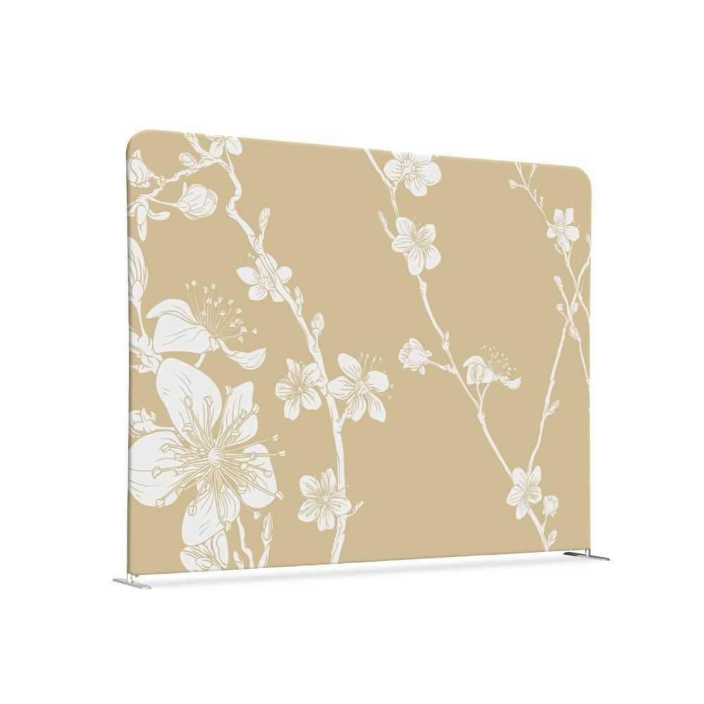 Textil Raumteiler 200-150 Doppel Motiv „Abstrakte Japanische Kirschblüte Beige“, Showdown Displays